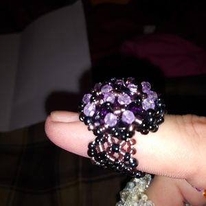 Purple n black beaded ring
